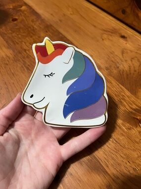 Unicorn Head Trinket Dish - White with Rainbow Mane